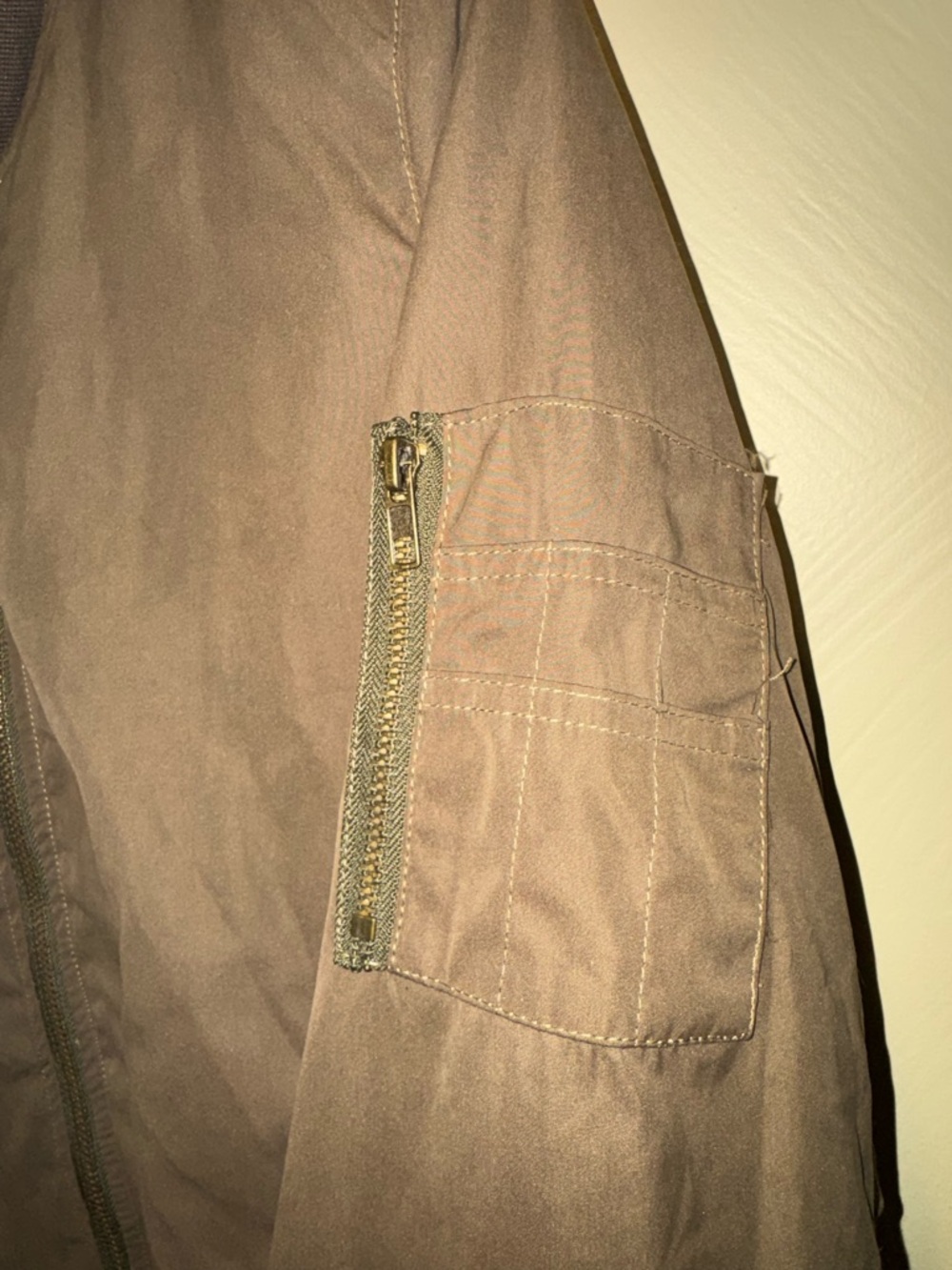 Brown Bomber Jacket by Orange Creek with Gold Tone Zipper - Picture 6 of 8
